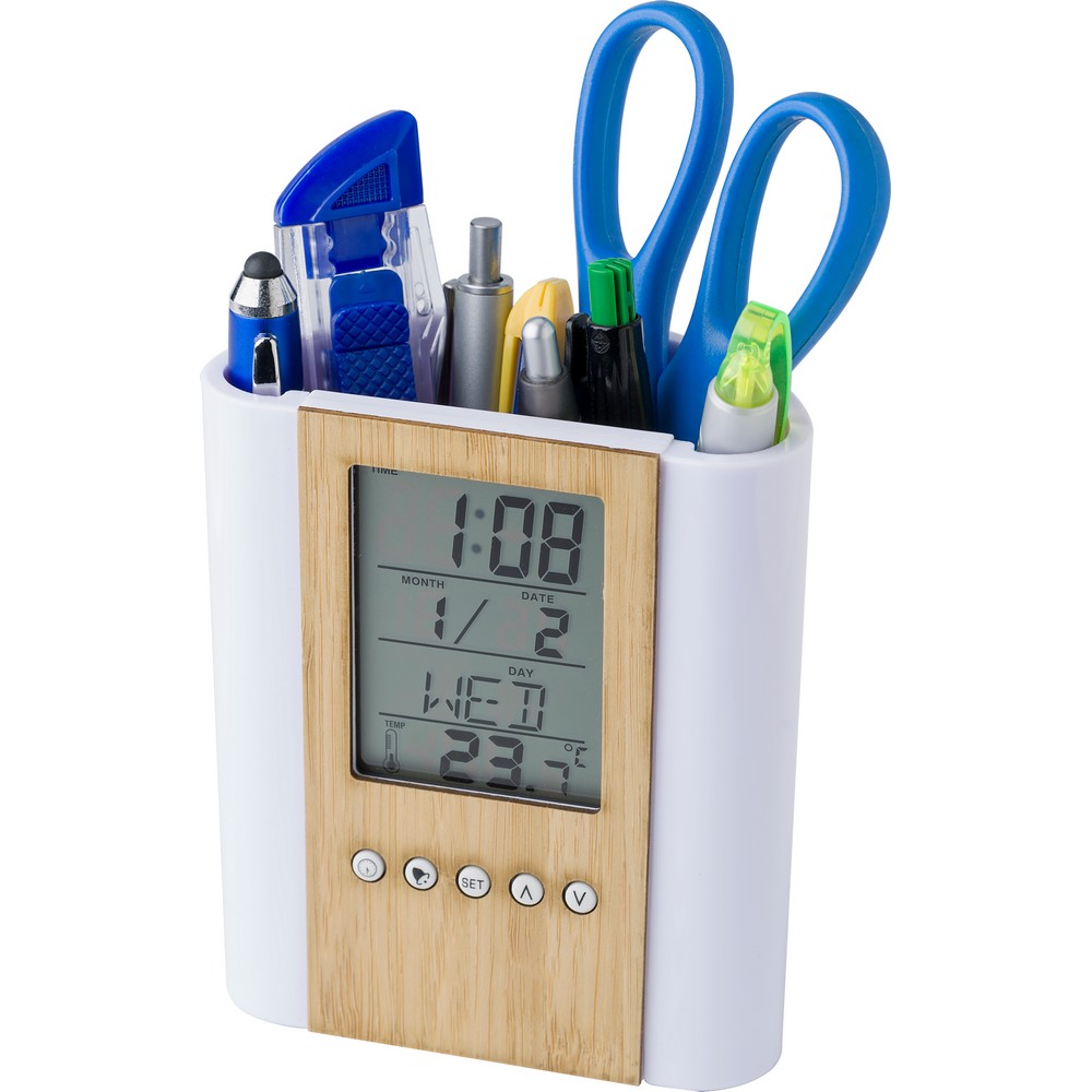 Porte-stylo avec horloge multifonctionnelle