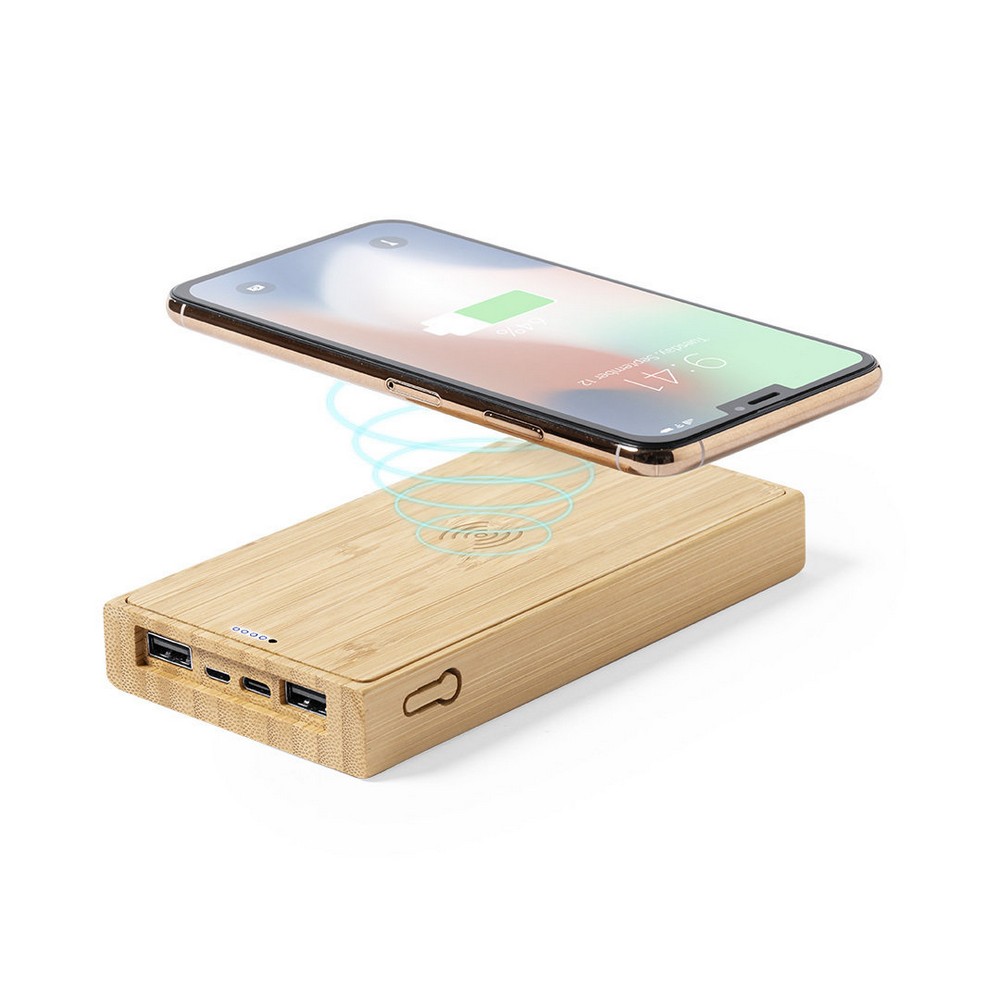 Power Bank sans fil en bambou 10000 mAh chargeur sans fil 5W chargeur solaire