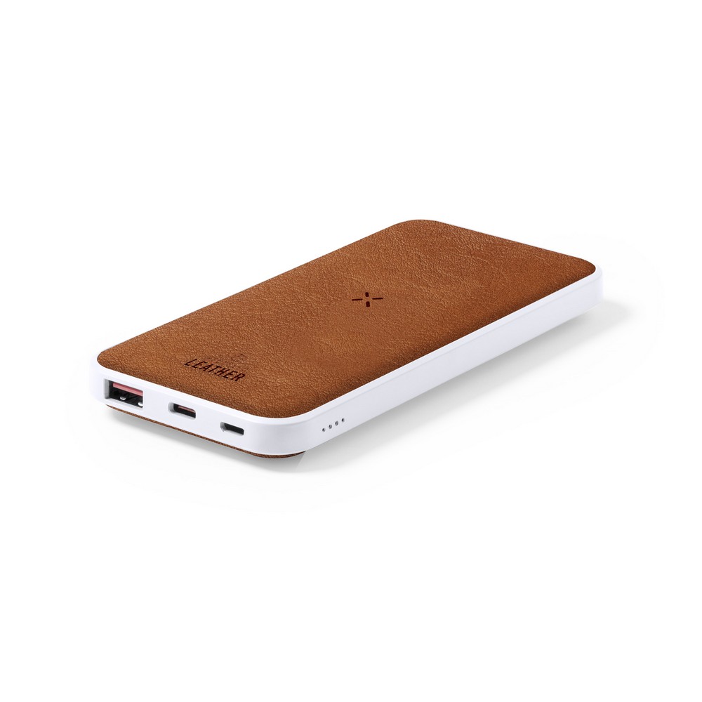 Power Bank sans fil RABS 8000 mAh chargeur sans fil 10W dtail en cuir recycl