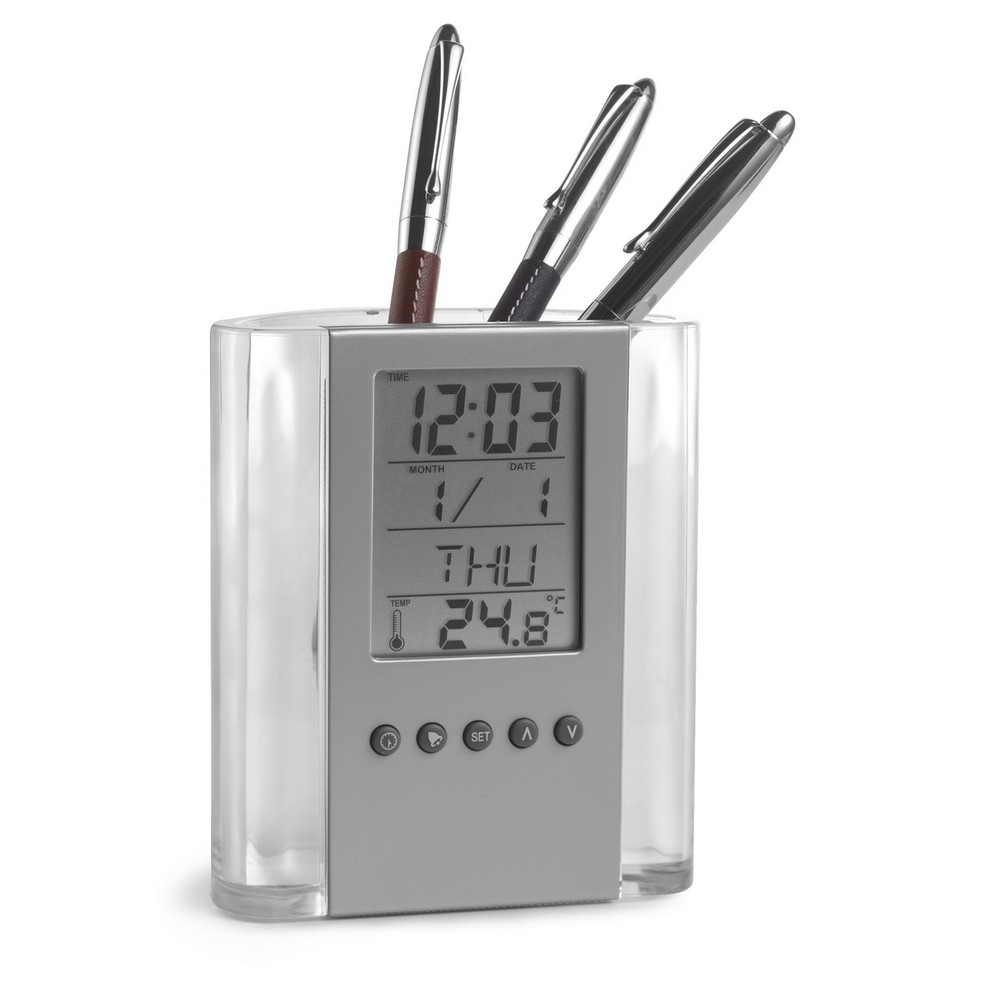 Pot  crayons  avec fonctions pendulette thermomtre calendrier alarme