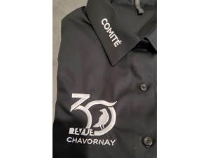 Polo noir avec broderie coeur et col gauche B&C CGPUI10  pour Revue de Chavornay � Chavornay