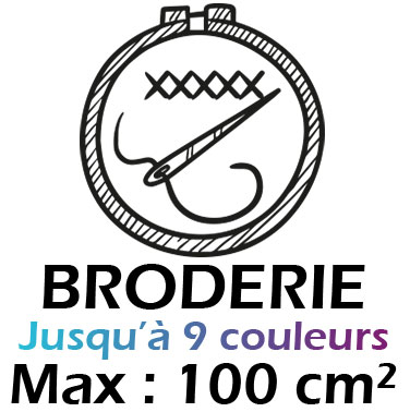 Broderie : (Maximum 200x80 mm et 100 cm)